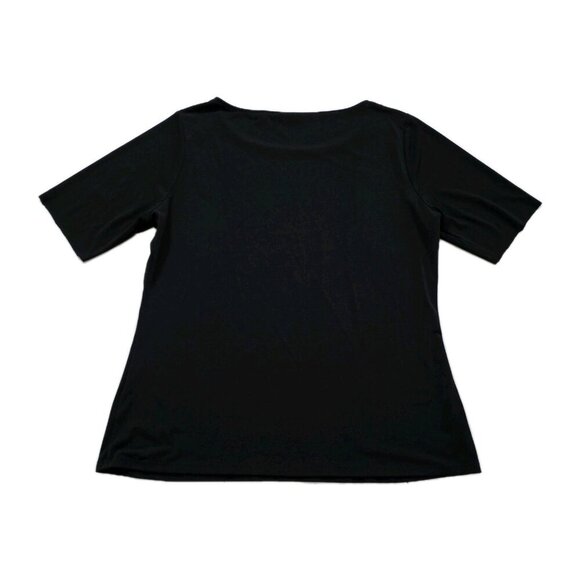 Tahari Top Womens L Black SS Studs Stretch Whimsigoth Office Mature Logo Capsule - Picture 14 of 16